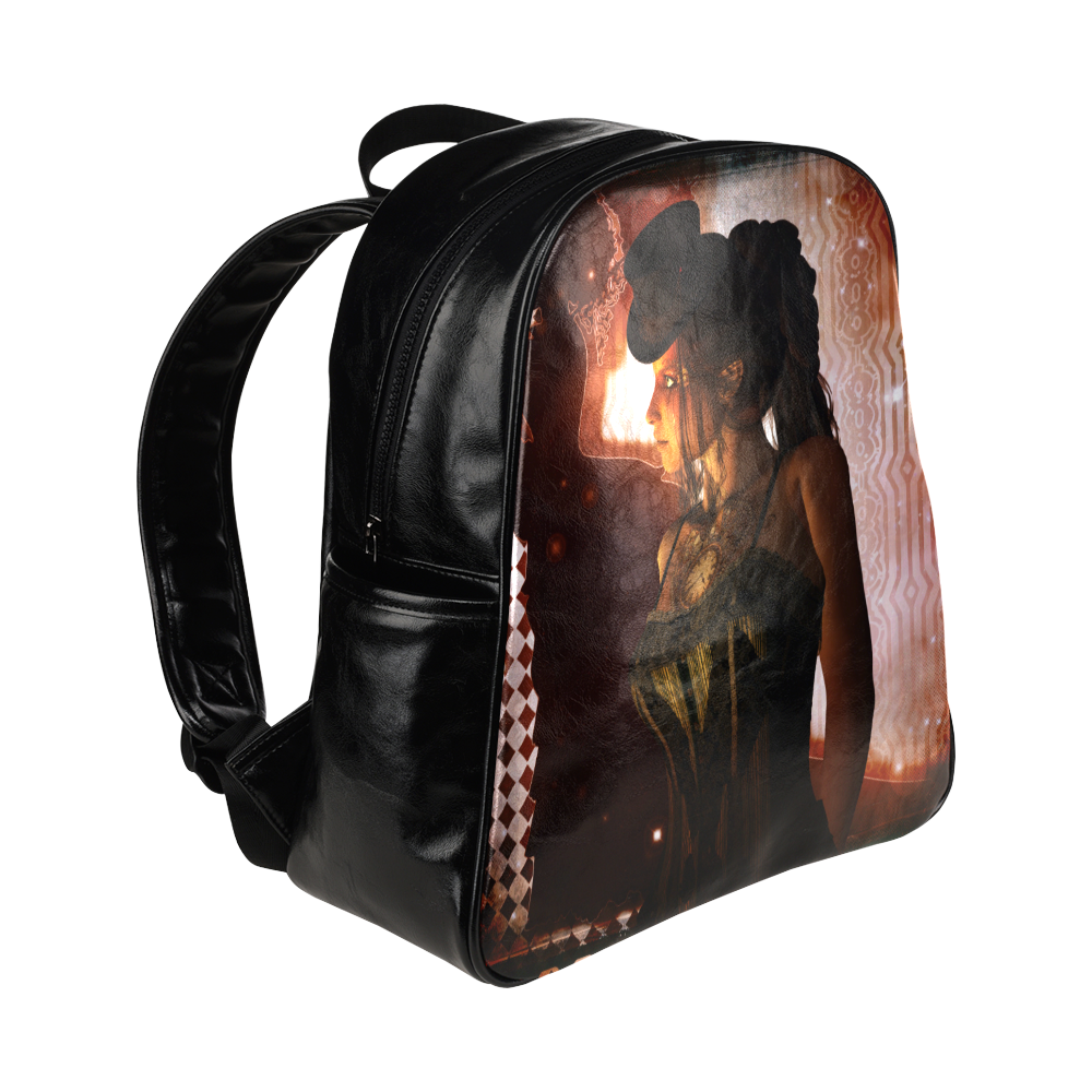 Beautiful steampunk women Multi-Pockets Backpack (Model 1636)