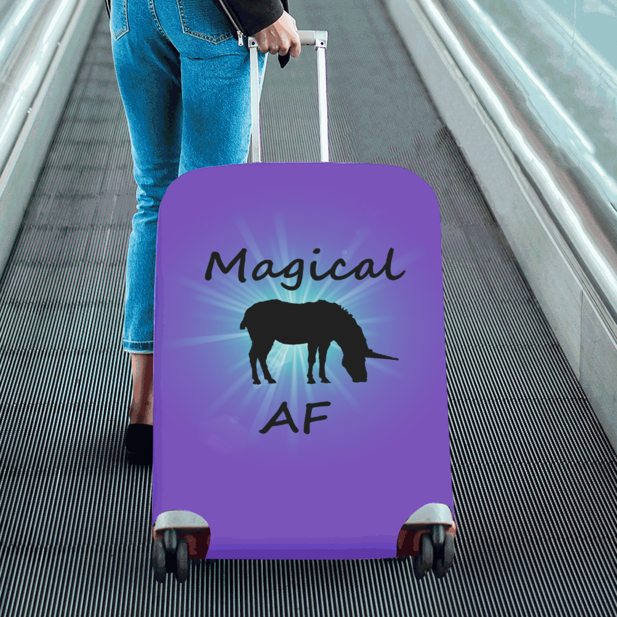 unicorn magical af Luggage Cover/Large 26"-28"