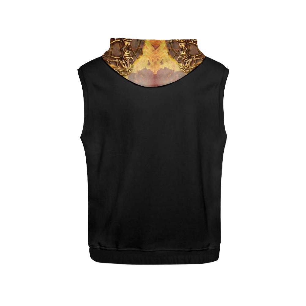 aries gold All Over Print Sleeveless Hoodie for Men (Model H15)