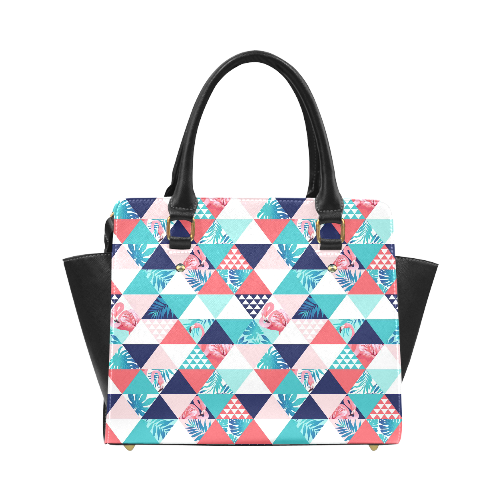 Flamingo Triangle Pattern Classic Shoulder Handbag (Model 1653)