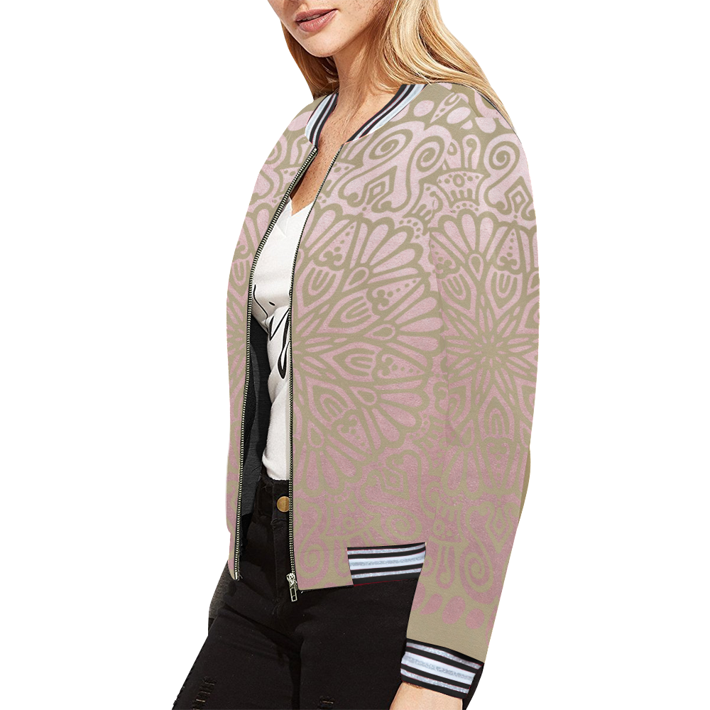 Frosty Princess Strawberry cocoa blend All Over Print Bomber Jacket for Women (Model H21)