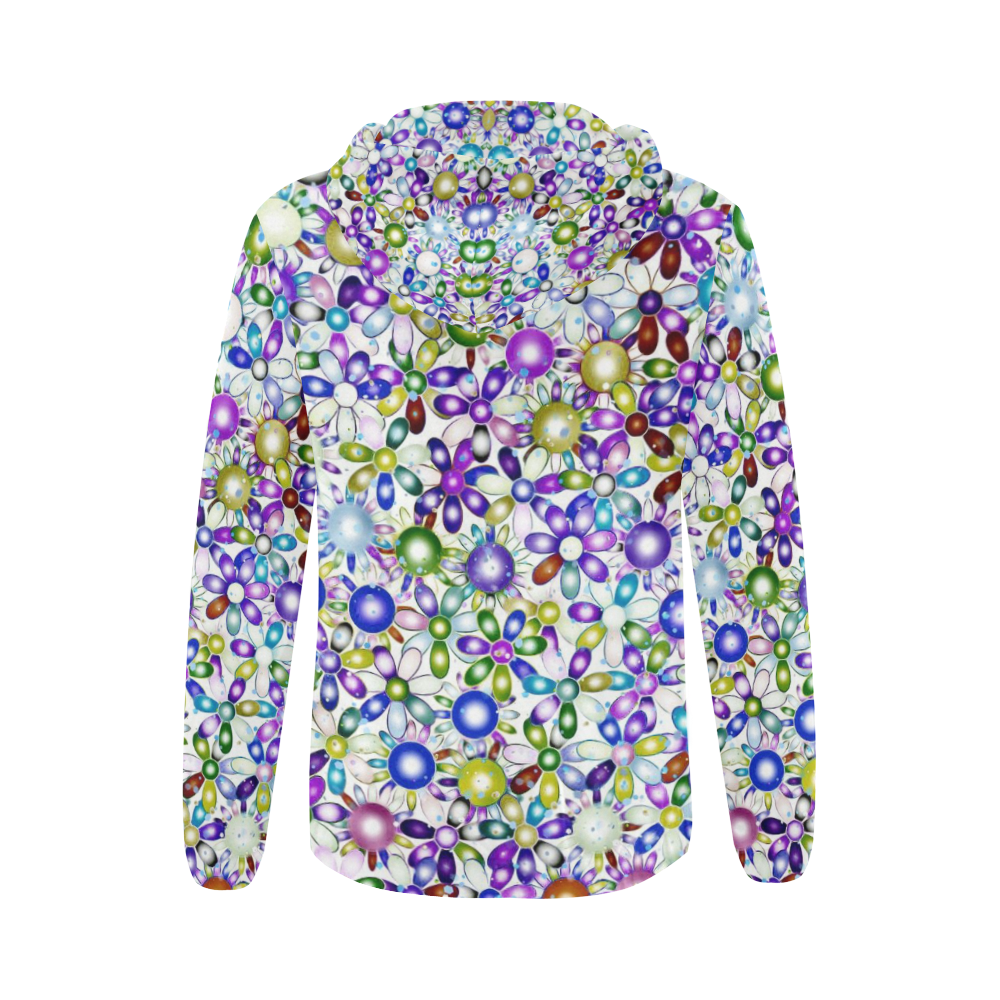 Vivid floral pattern 4181B by FeelGood All Over Print Full Zip Hoodie for Women (Model H14)