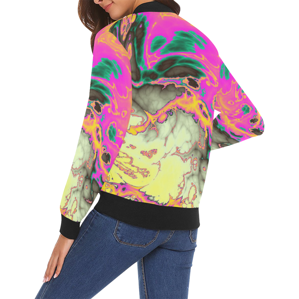 stormy marbled 3 by JamColors All Over Print Bomber Jacket for Women (Model H19)
