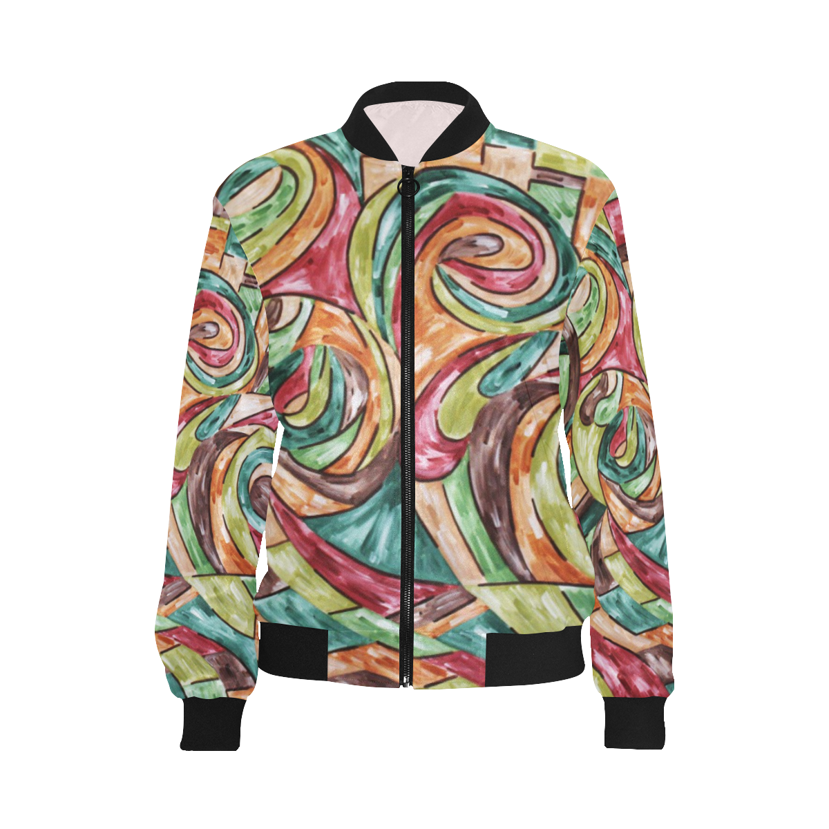 Earth All Over Print Bomber Jacket for Women (Model H36)