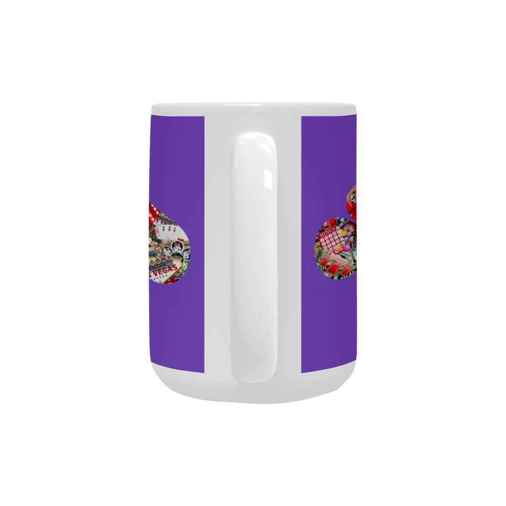 Las Vegas Playing Card Shapes on Purple Custom Ceramic Mug (15OZ)