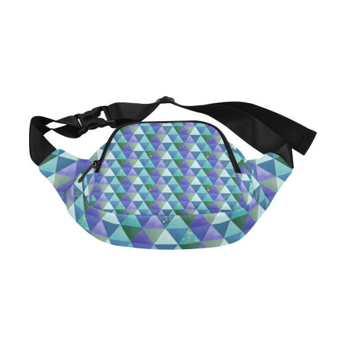 Triangle Pattern - Blue Violet Teal Green Fanny Pack/Small (Model 1677)