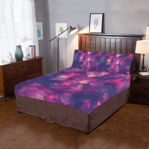 purple pink magenta cubism #modern 3-Piece Bedding Set