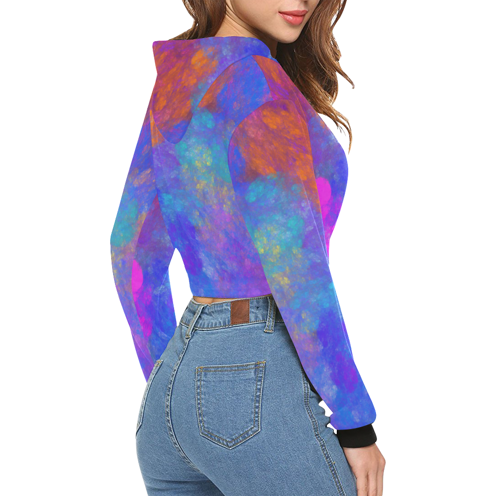 Color Soup All Over Print Crop Hoodie for Women (Model H22)