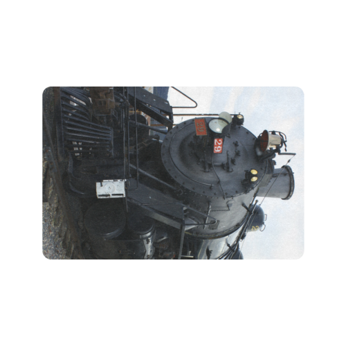 Railroad Vintage Steam Engine on Train Tracks Doormat 24"x16" (Black Base)