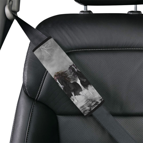 Awesome running black horses Car Seat Belt Cover 7''x8.5''