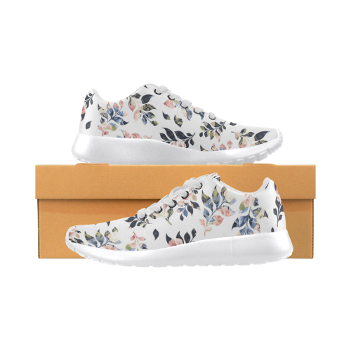 Floral Leave Shoes, Watercolor Leaf Women’s Running Shoes (Model 020)