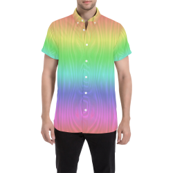 Groovy Pastel Rainbow Men's All Over Print Short Sleeve Shirt (Model T53)