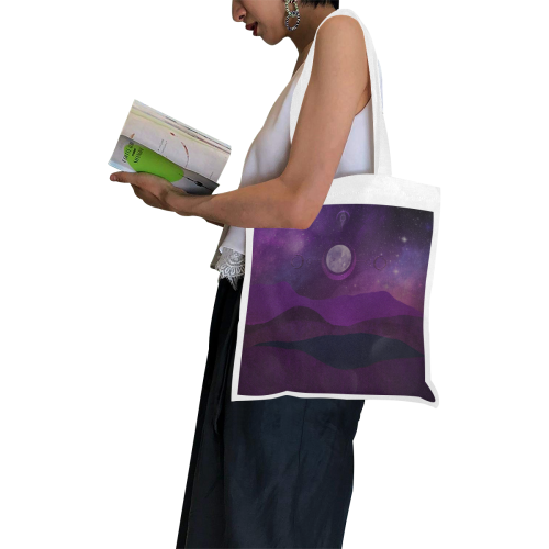 Purple Moon Night Canvas Tote Bag/Small (Model 1700)