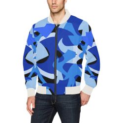 Camouflage Abstract Blue and Black All Over Print Bomber Jacket for Men (Model H31)