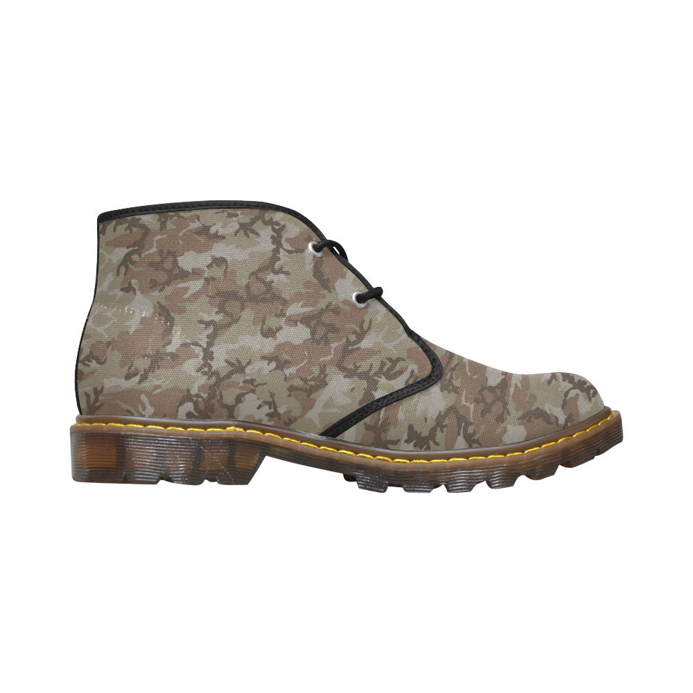 Woodland Desert Brown Camouflage Women's Canvas Chukka Boots (Model 2402-1)