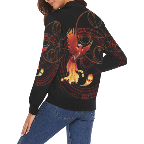 Magic Firebird Phoenix All Over Print Bomber Jacket for Women (Model H19)