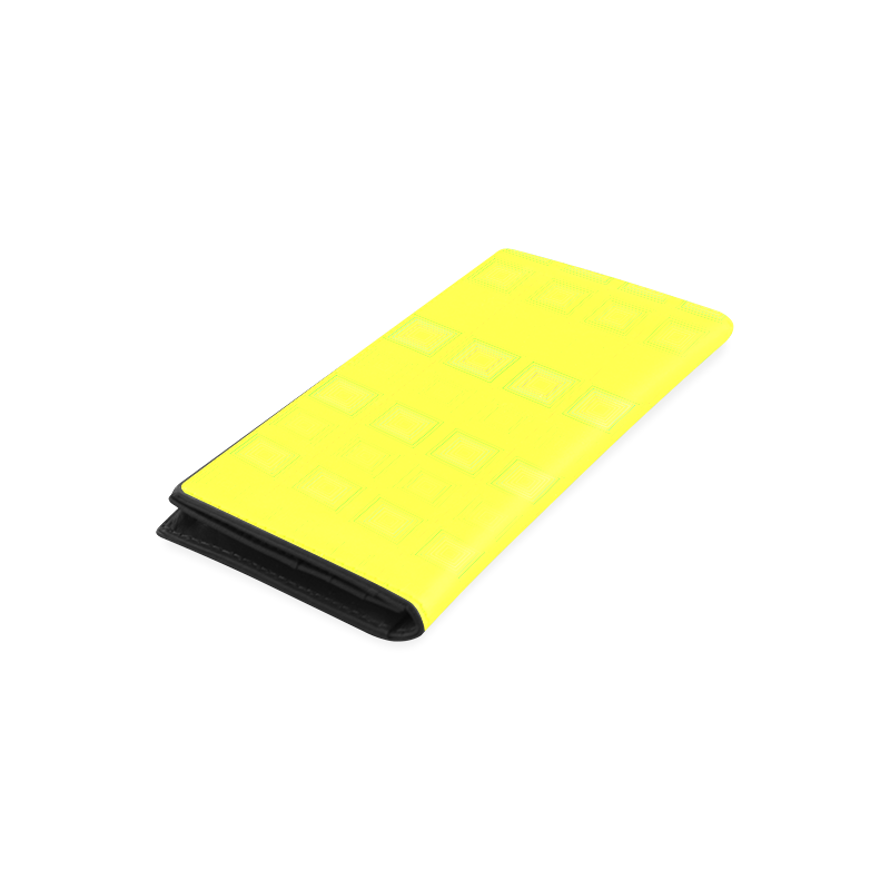Yellow multicolored multiple squares Women's Leather Wallet (Model 1611)