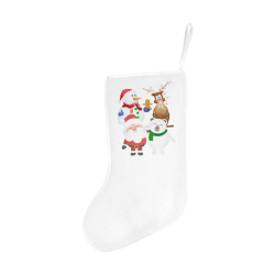 Christmas Gingerbread, Snowman, Santa Claus White Christmas Stocking (Without Folded Top)