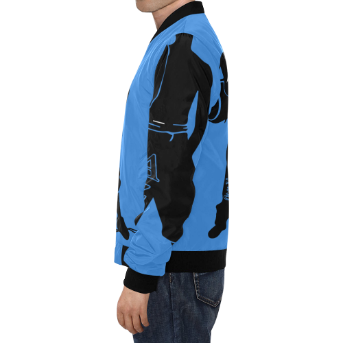 Aziatic Black and Blue All Over Print Bomber Jacket for Men (Model H19)