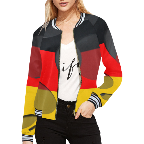 The Flag of Germany All Over Print Bomber Jacket for Women (Model H21)