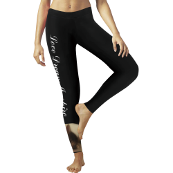 Black: Sleeping Cat #LoveDreamInspireCo Women's Low Rise Leggings (Invisible Stitch) (Model L05)