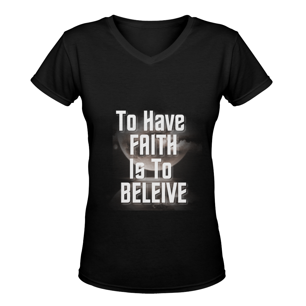 To Have Faith Is To Believe Design By Me by Doris Clay-Kersey Women's Deep V-neck T-shirt (Model T19)
