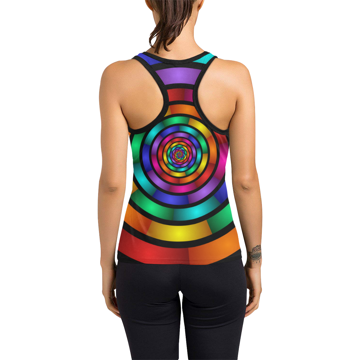 Round Psychedelic Colorful Modern Fractal Art Graphic Women's Racerback Tank Top (Model T60)