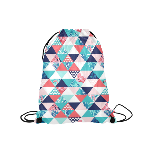 Flamingo Triangle Pattern Medium Drawstring Bag Model 1604 (Twin Sides) 13.8"(W) * 18.1"(H)