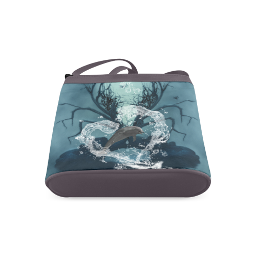 Dolphin jumping by a heart Crossbody Bags (Model 1613)