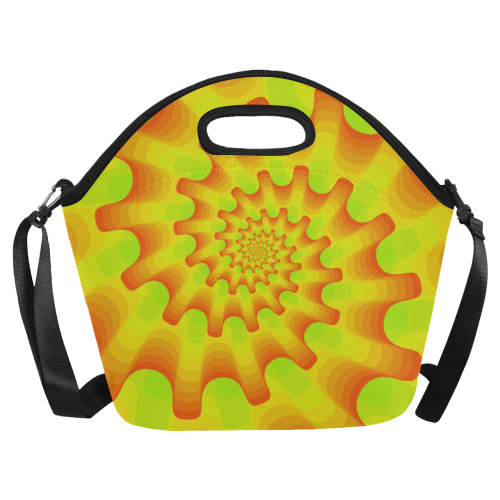 Orange yellow spiral Neoprene Lunch Bag/Large (Model 1669)