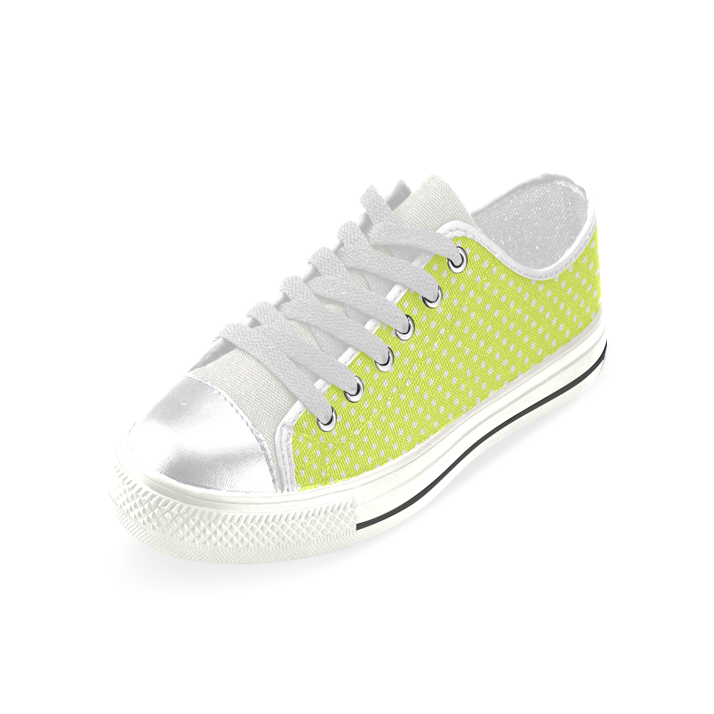 Yellow polka dots Canvas Women's Shoes/Large Size (Model 018)