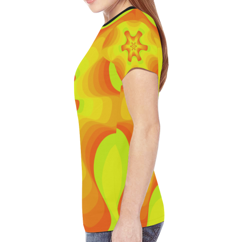 Yellow shell New All Over Print T-shirt for Women (Model T45)