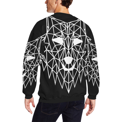 polygonal wolf Men's Oversized Fleece Crew Sweatshirt (Model H18)