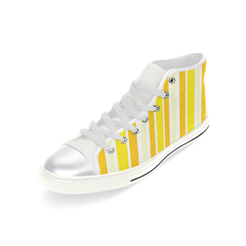 Sunshine Yellow Stripes High Top Canvas Shoes for Kid (Model 017)