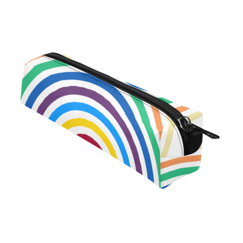 Rainbow Stripes Round White Pencil Pouch/Small (Model 1681)