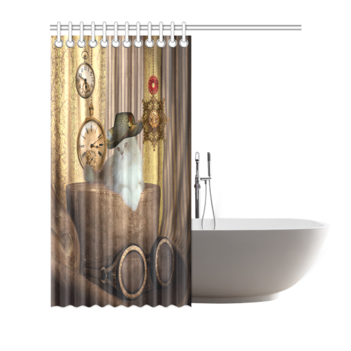 Funny steampunk cat Shower Curtain 72"x72"