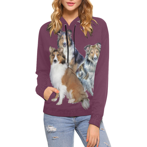 Shelty Hoodie for women All Over Print Hoodie for Women (USA Size) (Model H13)