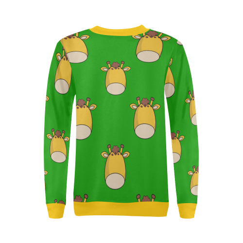 Giraffes Green All Over Print Crewneck Sweatshirt for Women (Model H18)