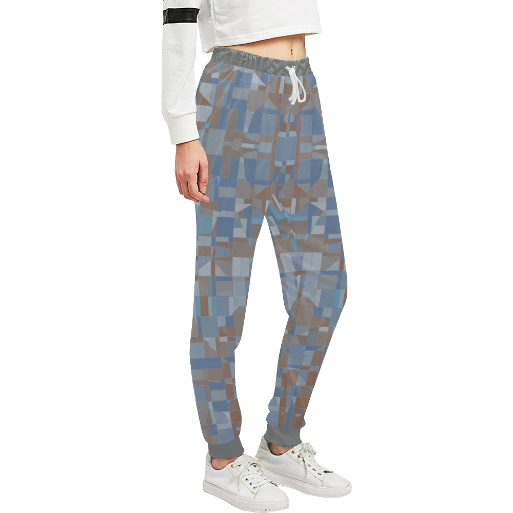 Brown and Grey Geometric Unisex All Over Print Sweatpants (Model L11)