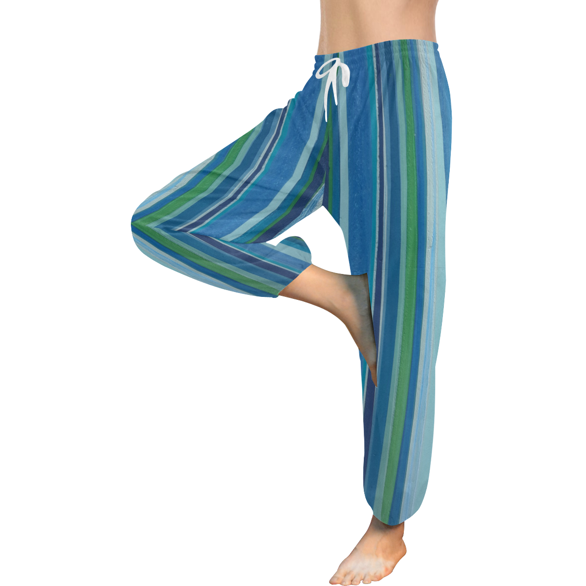 painted stripe Women's All Over Print Harem Pants (Model L18)