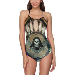 Awesome scary skull Strap Swimsuit ( Model S05)