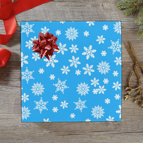Christmas White Snowflakes on Light Blue Gift Wrapping Paper 58"x 23" (2 Rolls)