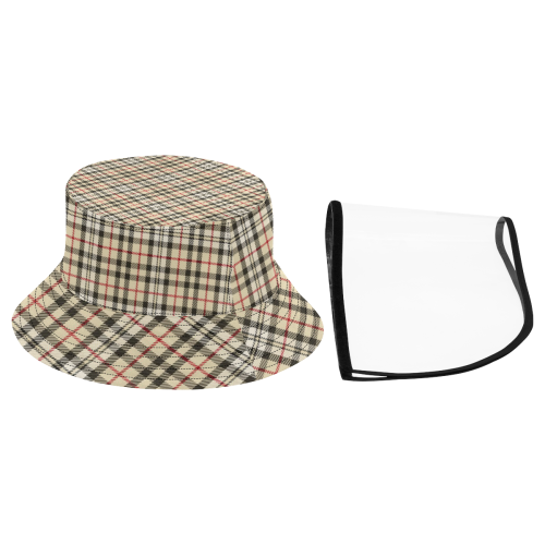 STRIPES LIGHT BROWN Women's Bucket Hat (Detachable Face Shield)