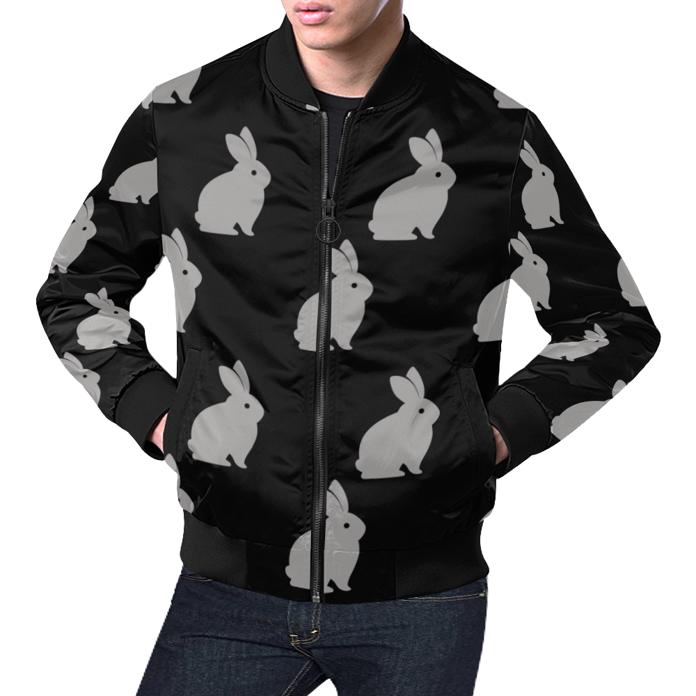Rabbits black All Over Print Bomber Jacket for Men (Model H19)