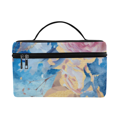 Heart and Flowers - Pink and Blue Cosmetic Bag/Large (Model 1658)
