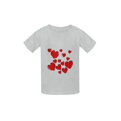 Red Hearts Floating Together on Gray Kid's  Classic T-shirt (Model T22)