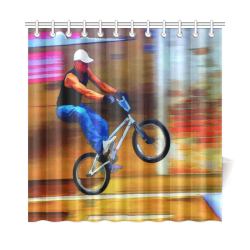 BMX Bike Stunts in the City Shower Curtain 72"x72"