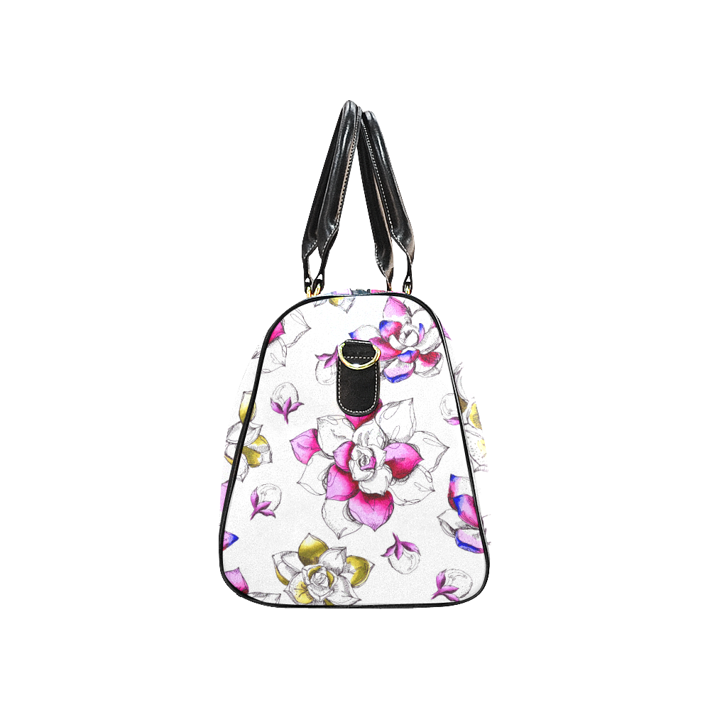 floral pink New Waterproof Travel Bag/Large (Model 1639)