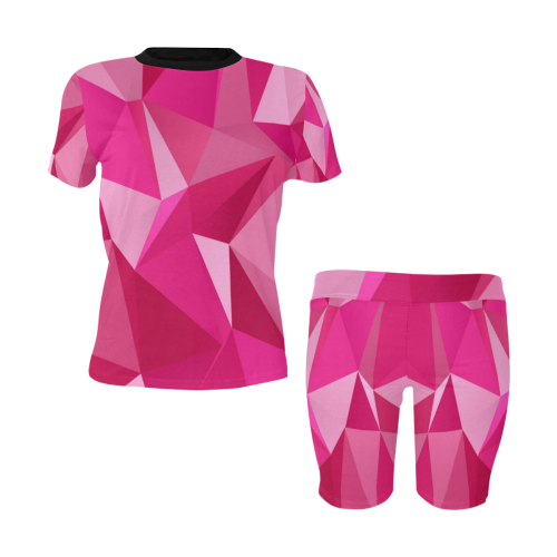 Abstract Pink Triangles Women's Short Yoga Set