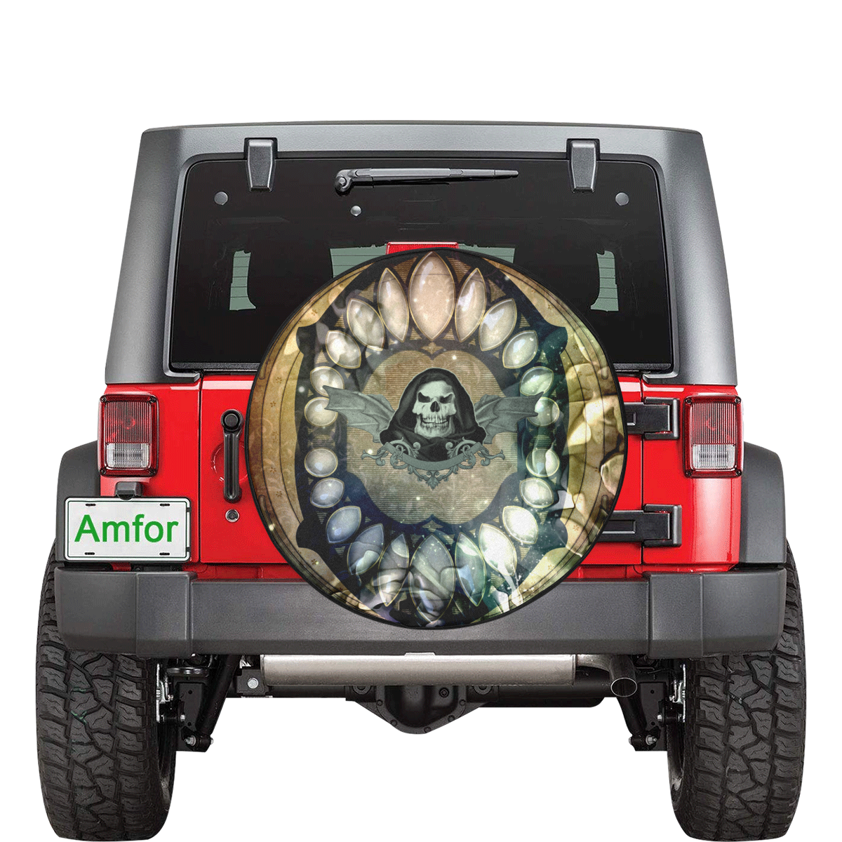 Awesome scary skull 34 Inch Spare Tire Cover